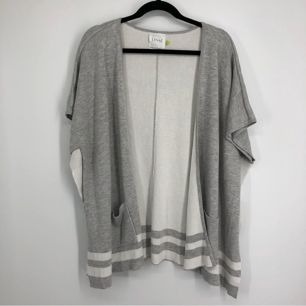 LYSSE Womens Poncho‎ Cardigan Gray Open Front Size Small Medium